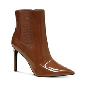 INC International Concepts Katalina Cognac Point Zip-Up Stiletto Booties Size 8